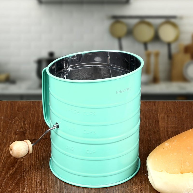 MaMix Stainless Steel Baking Hand Crank Flour Sifter with 2 Wire Agitator 3 Cup - Image 5